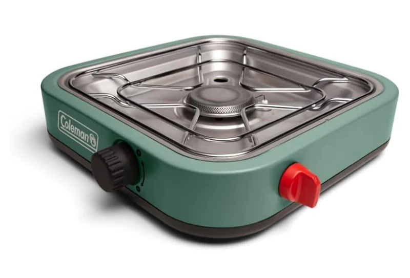 Coleman 18 1-Burner Camping Stove, Portable Cooktop w/ 8000 BTUs & Matchless Lighting, Fits 12-Inch Pan, Great for Outdoor Cooking, Camping, Tailgating, Grilling, BBQs, & More