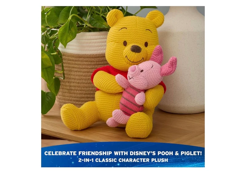 Disney 10" Pooh and Piglet Knit Plush, Winnie the Pooh, Stuffed Animal for Ages 1 and Up - Yellow/Pink