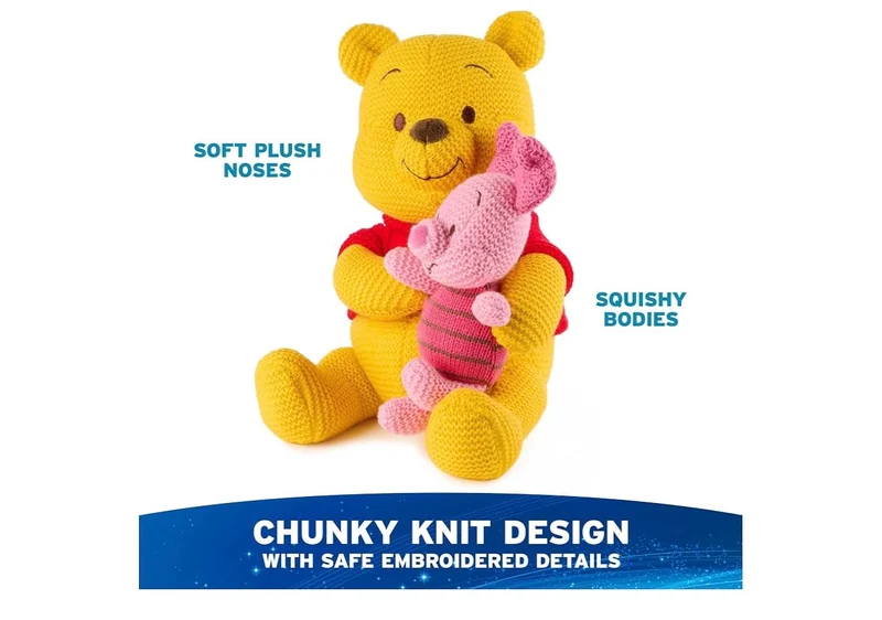 Disney 10" Pooh and Piglet Knit Plush, Winnie the Pooh, Stuffed Animal for Ages 1 and Up - Yellow/Pink