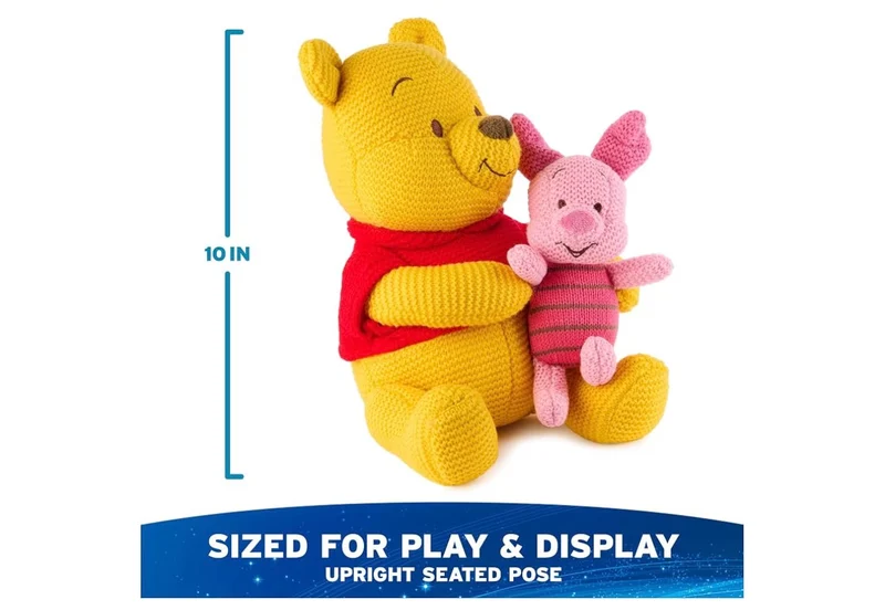 Disney 10" Pooh and Piglet Knit Plush, Winnie the Pooh, Stuffed Animal for Ages 1 and Up - Yellow/Pink