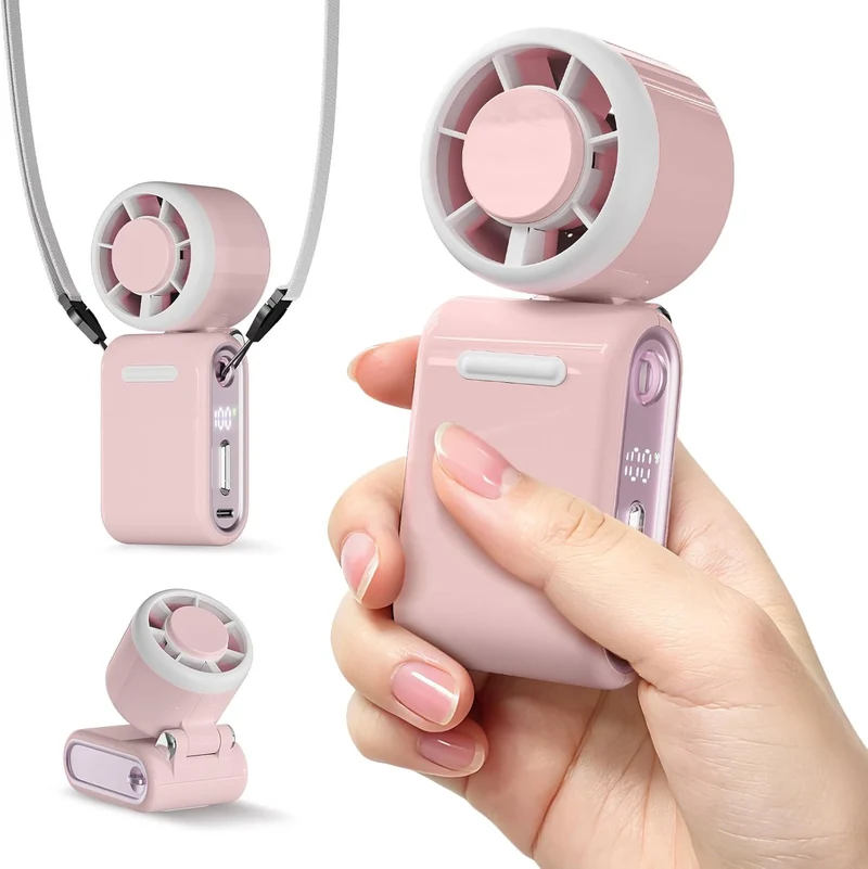 Mini Portable Handheld Turbo Fan 12H Rechargeable - Pink