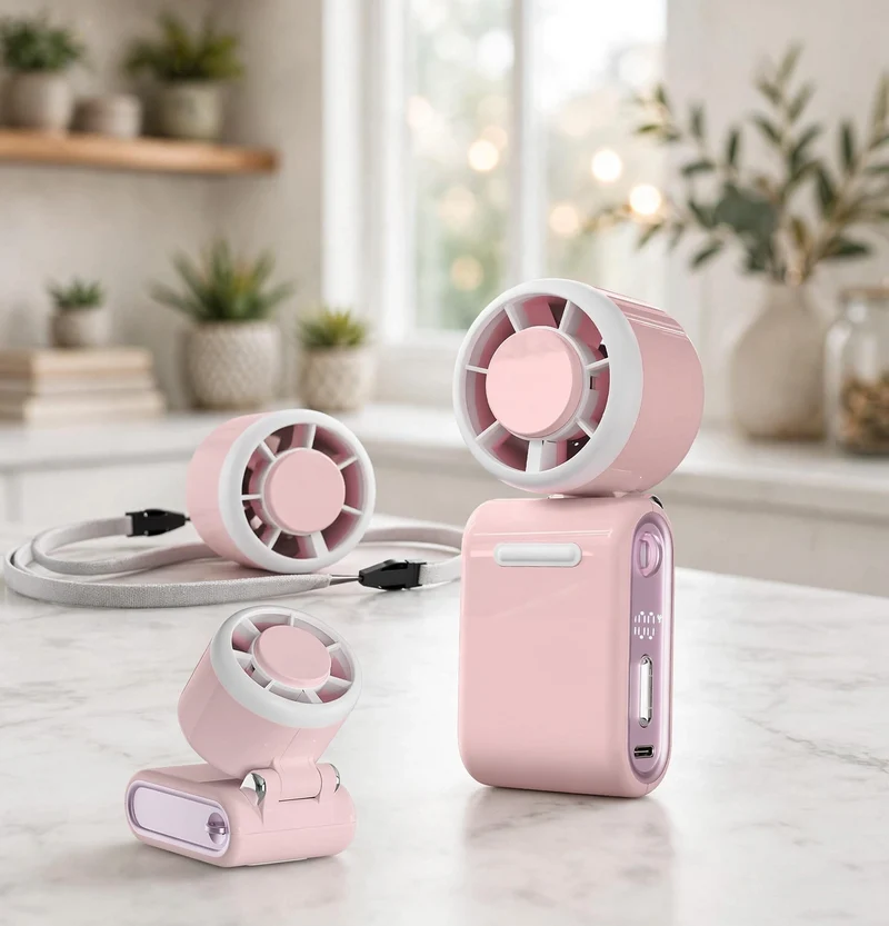 Mini Portable Handheld Turbo Fan 12H Rechargeable - Pink