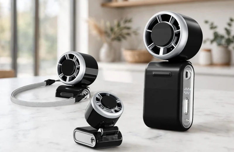 (BLACK) Mini Portable Handheld Turbo Fan 12H Rechargeable
