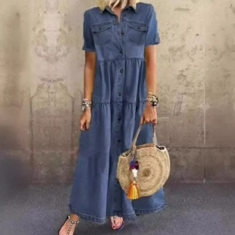 Robe Longue en Jean Multi-Boutons