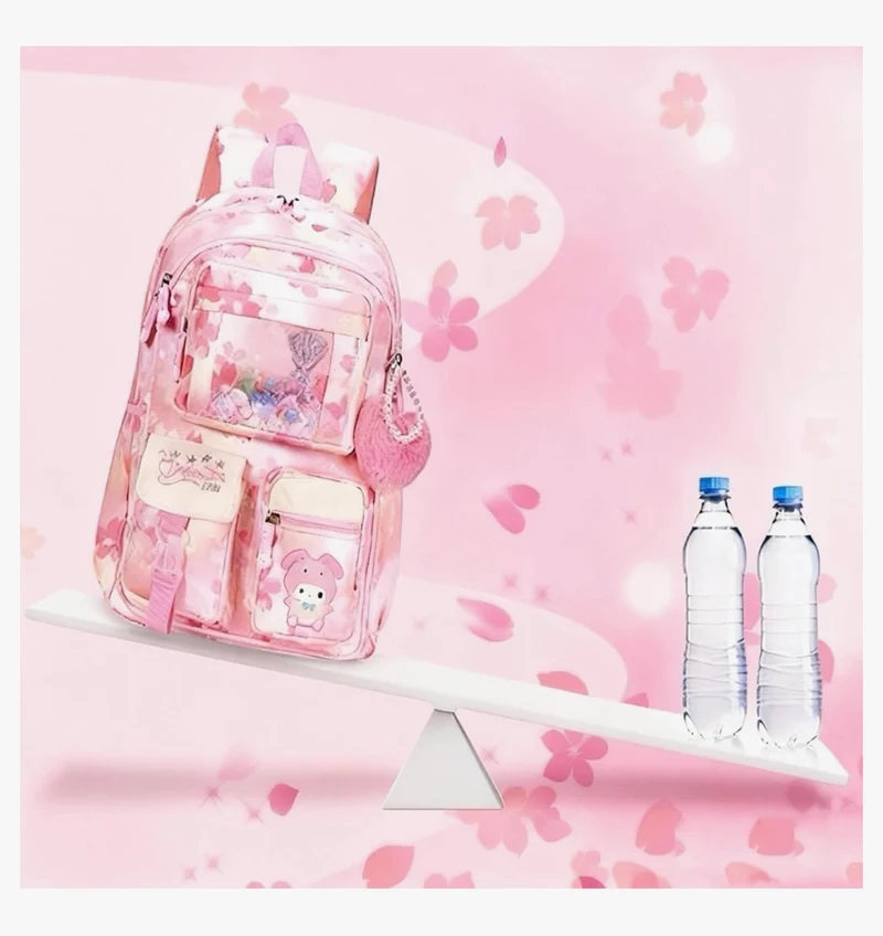 Kids Backpack 17 inches for Girls, Cartoon School Bag for Elementary Middle School Students Book Bag - (Pink)