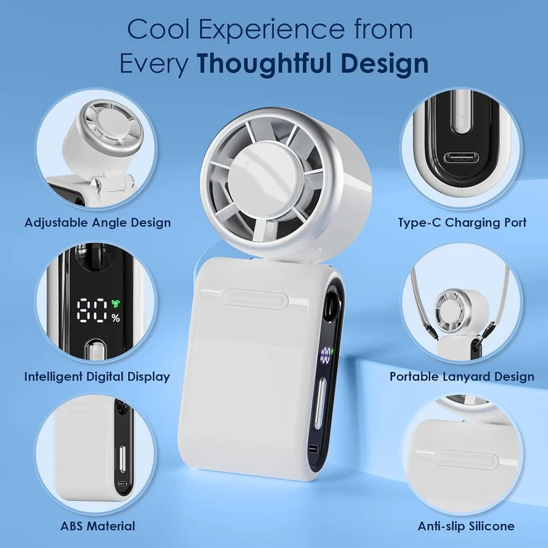 Mini Portable Handheld Turbo Fan 12H Rechargeable - White