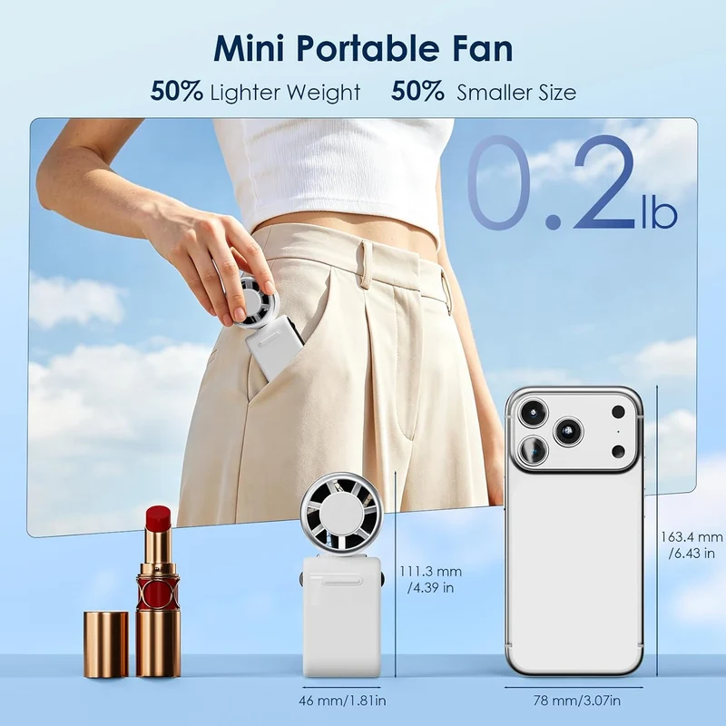 Mini Portable Handheld Turbo Fan 12H Rechargeable - White