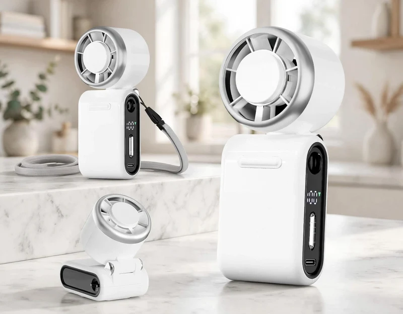 Mini Portable Handheld Turbo Fan 12H Rechargeable - White