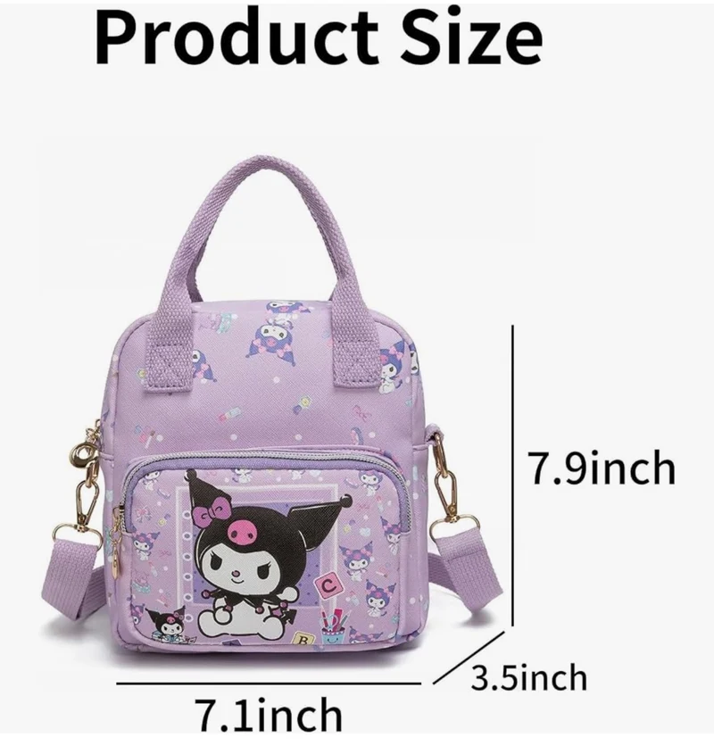Cute Cartoon Tote Bag, Crossbody Bags for Girls, Adjustable Strap Sling Backpack - (PURPLE)