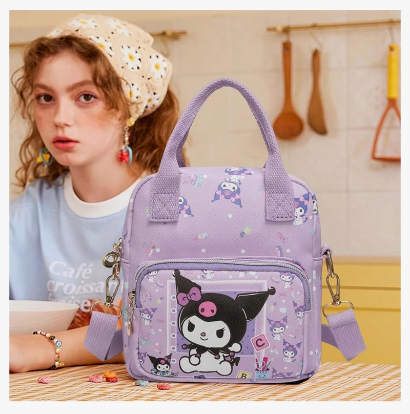 Cute Cartoon Tote Bag, Crossbody Bags for Girls, Adjustable Strap Sling Backpack - (PURPLE)