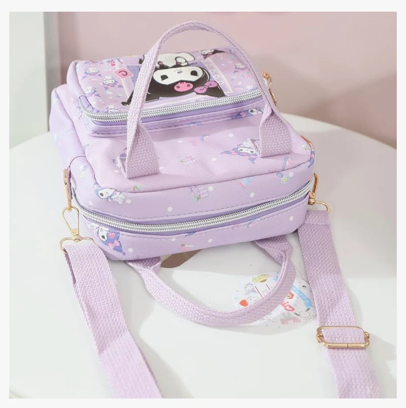 Cute Cartoon Tote Bag, Crossbody Bags for Girls, Adjustable Strap Sling Backpack - (PURPLE)