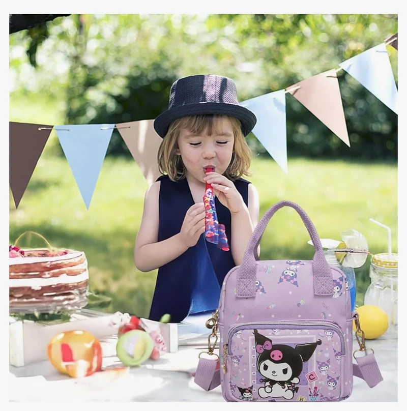 Cute Cartoon Tote Bag, Crossbody Bags for Girls, Adjustable Strap Sling Backpack - (PURPLE)