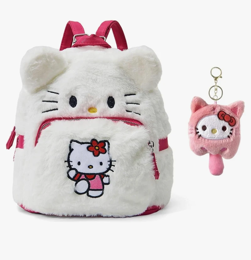 Cute Plush Backpack, Mini Cartoon Double Strap Shoulder Bag, Soft Fluffy Casual Backpack