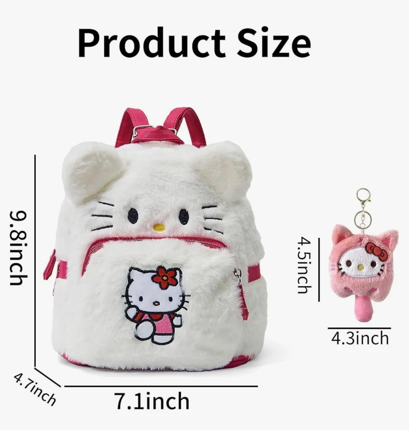 Cute Plush Backpack, Mini Cartoon Double Strap Shoulder Bag, Soft Fluffy Casual Backpack