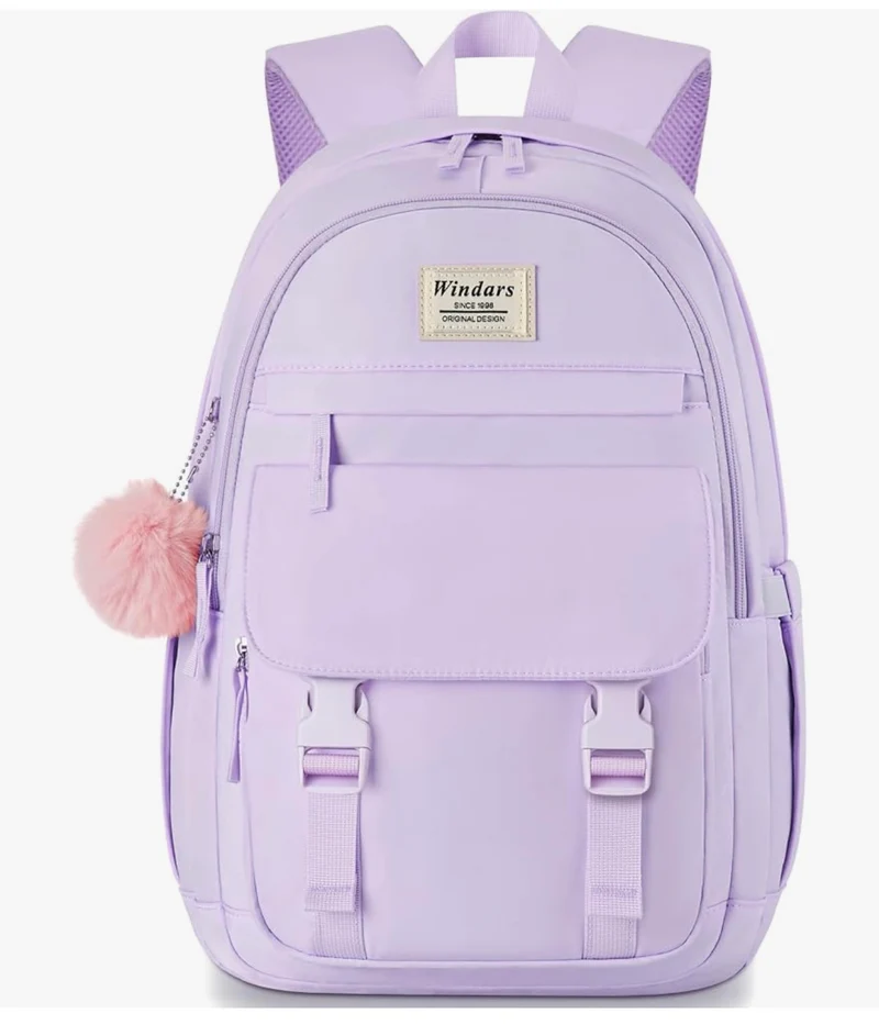 School Backpack for Teen Girls, Cute College Aesthetic Bookbag Large 15.6 Inch Laptop Bag Middle School Travel Back Pack - (Purple)