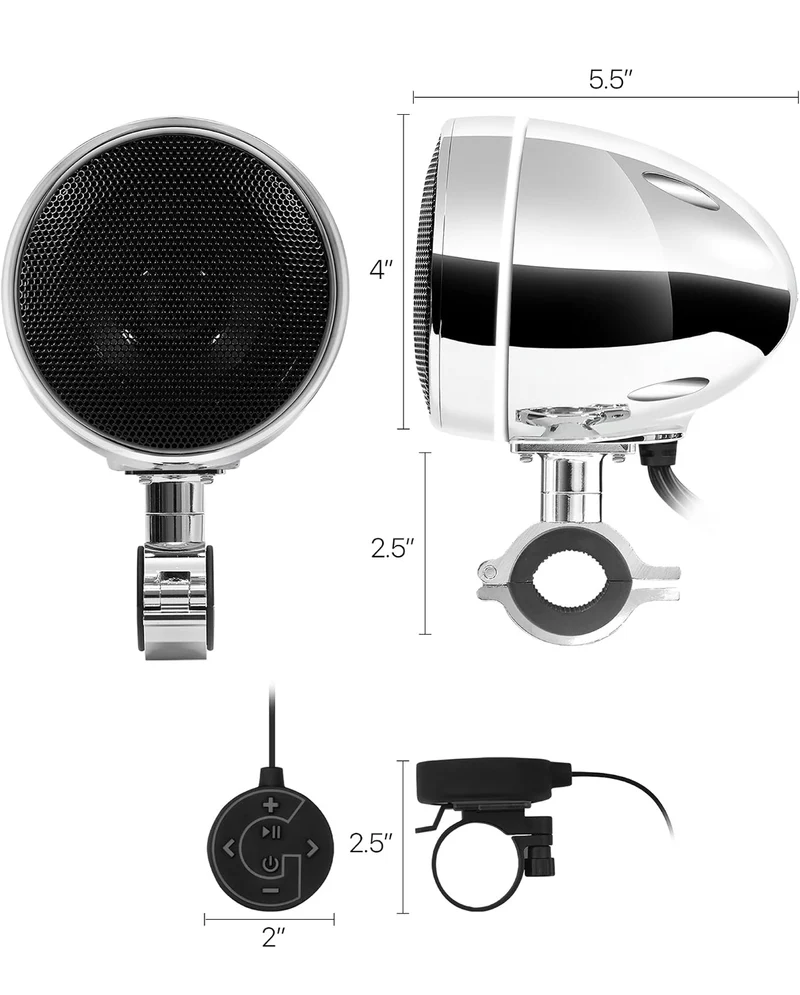 4 Inch Motorcycle Speakers Bluetooth Waterproof Audio System Waterproof 300W Speakers, Built-in Amplifier, USB/AUX,Wired Control, Great for Harley, ATV, scooters 4-Wheeler