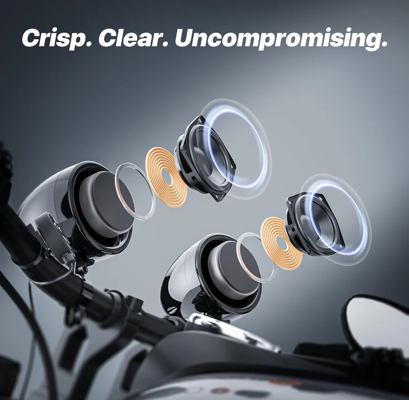 Motorcycle Speakers Bluetooth 4 Inch Waterproof Radio Audio System 100W Amplifier, Remote Control, AUX USB SD FM Radio, Fits 7/8"–1-1/4" bar for Motorcycle ATV 12 Volt Vehicles