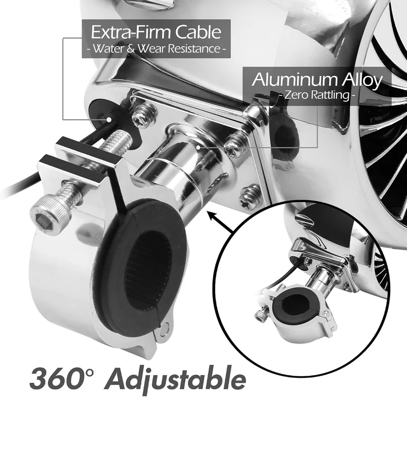Motorcycle Speakers Bluetooth 4 Inch Waterproof Radio Audio System 1000W Amplifier, Remote Control, AUX USB SD FM Radio, Fits 7/8"–1-1/4" bar for ATVs/Motorcycles, 12 Volt Vehicles
