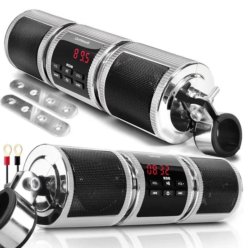 Motorcycle Bluetooth Speakers, Waterproof Radio Audio System Built-in Amplifier, FM Radio, AUX Input, USB, Great for ATV, Scooter Bike,12 Volt Vehicle