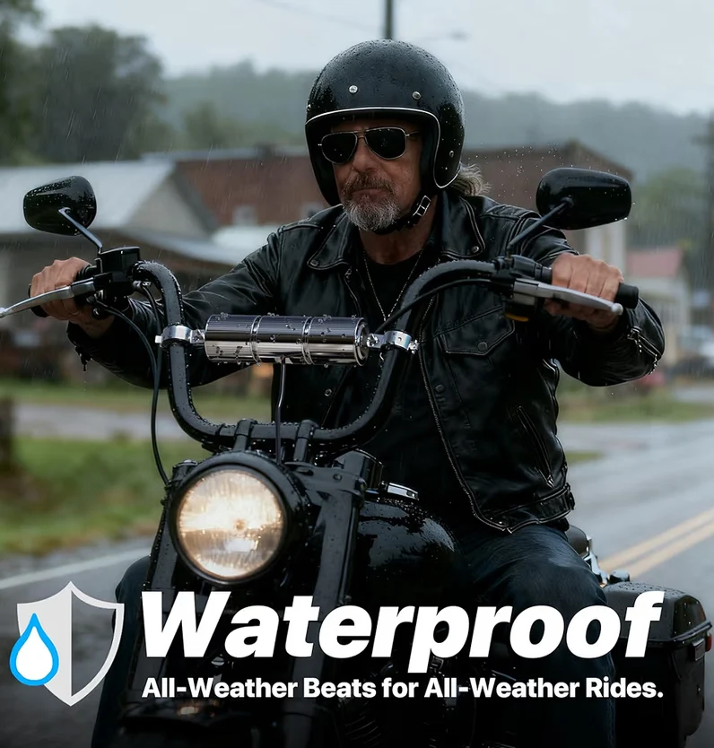 Motorcycle Bluetooth Speakers, Waterproof Radio Audio System Built-in Amplifier, FM Radio, AUX Input, USB, Great for ATV, Scooter Bike,12 Volt Vehicle