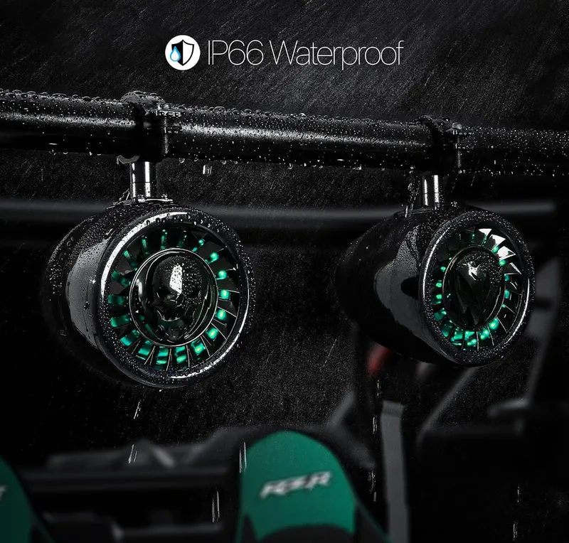 Sound System 600W UTV Speakers 5" Sound Bar 4 speakers (2 woofers + 2 tweeters). Bluetooth/FM/USB/AUX input. Fits 1.5-2in roll bars