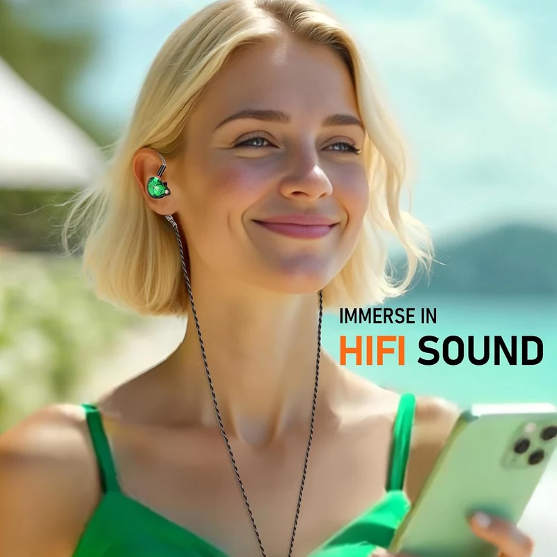 USB-C HiFi Wired Earbuds, Type-C Headphones with Mic Clear Sound, Deep Bass, Noise-Isolating Ear Buds, Silver-Plated Cord, USBC IEM Earphone for iPhone 15/16/17, Galaxy, Pixel