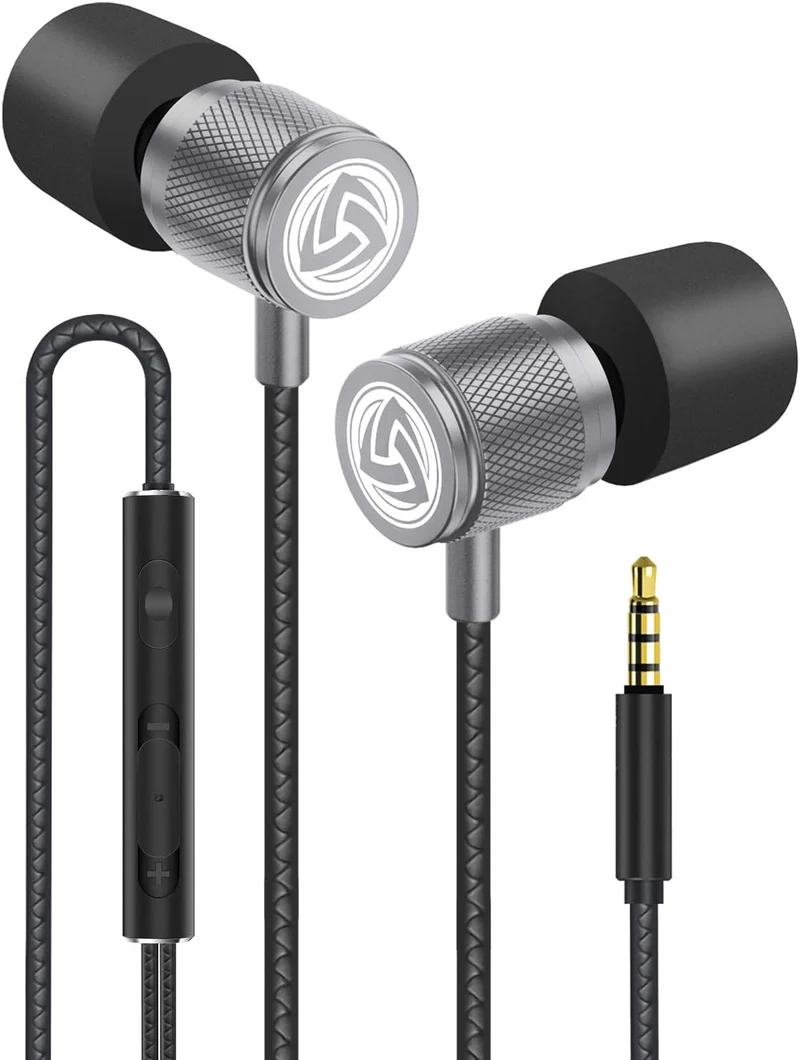 Ultra Wired Earbuds in-Ear Headphones, Earphones with Microphone, Noise Isolating Ear Buds, Memory Foam for iPhone, Samsung, School Students, Kids, Women, Small Ears