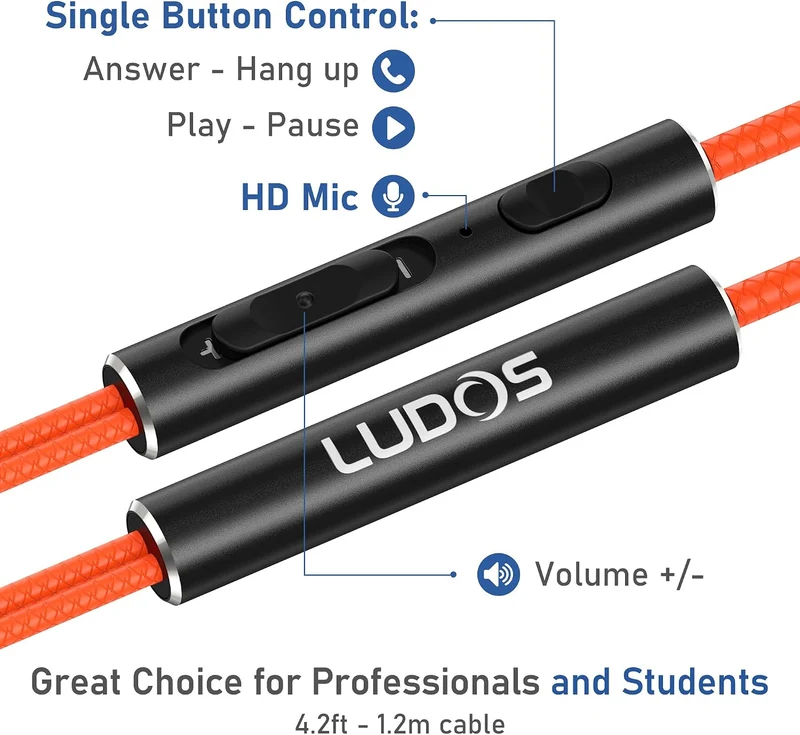 Ultra Wired Earbuds in-Ear Headphones, Earphones with Microphone, Noise Isolating Ear Buds, Memory Foam for iPhone, Samsung, School Students, Kids, Women, Small Ears