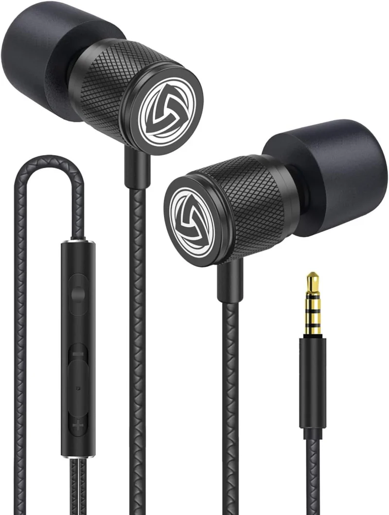 Ultra Wired Earbuds in-Ear Headphones, Earphones with Microphone, Noise Isolating Ear Buds, Memory Foam for iPhone, Samsung, School Students, Kids, Women, Small Ears