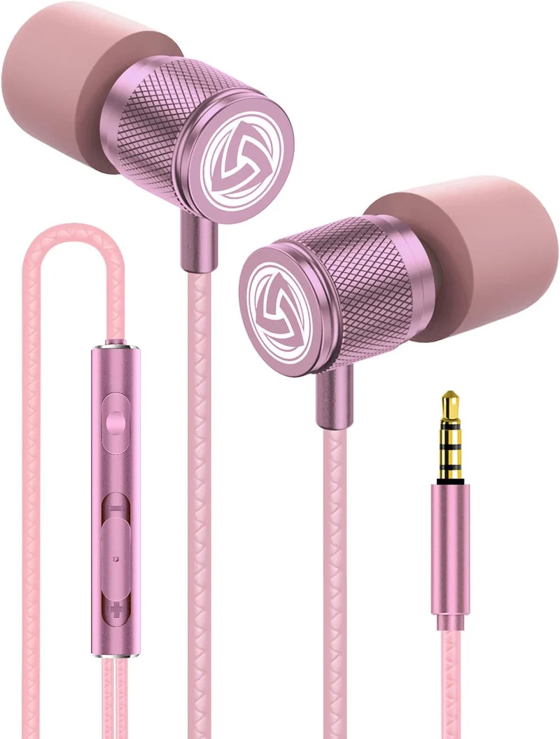 Ultra Wired Earbuds in-Ear Headphones, Earphones with Microphone, Noise Isolating Ear Buds, Memory Foam for iPhone, Samsung, School Students, Kids, Women, Small Ears