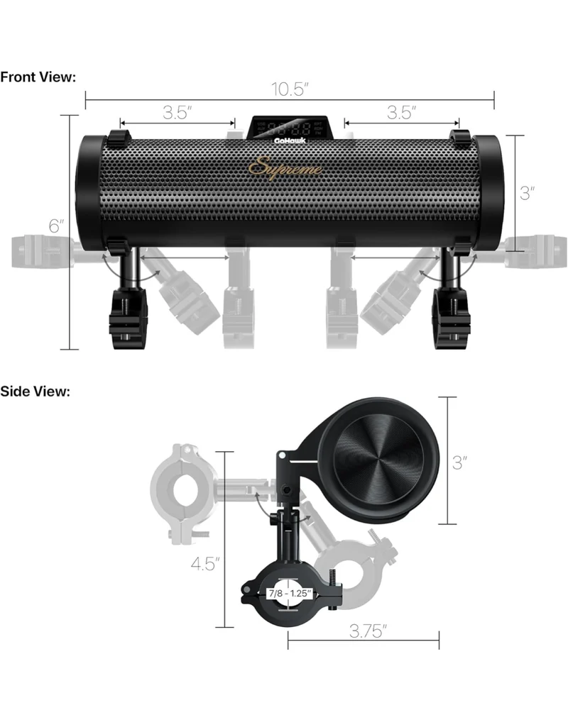 Motorcycle Speakers Bluetooth 6-Speaker Radio Audio System Waterproof Aluminum Sound Bar, Built-in Amplifier, LED light, Remote Control, FM Radio/USB/AUX, Perfect for Harley ATV