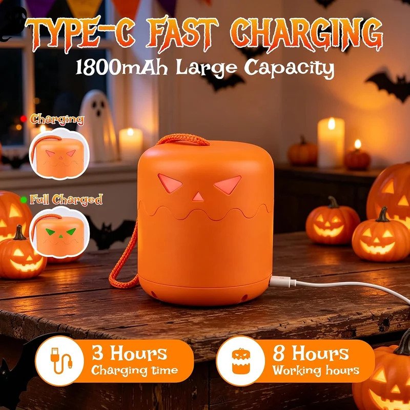 LED Halloween Pumpkin Lantern Jack O Lantern with Lanyard - (2 Pack)
