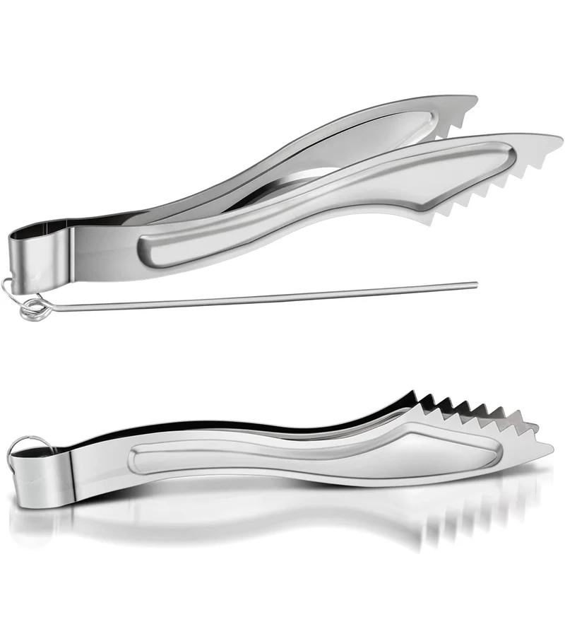 Tongs Thick Stainless Steel Hookah Coal Tongs w/ Foil Poker 6.3" Long Sturdy Heavy Duty Shisha Charcoal BBQ - 2PK (Silvery)