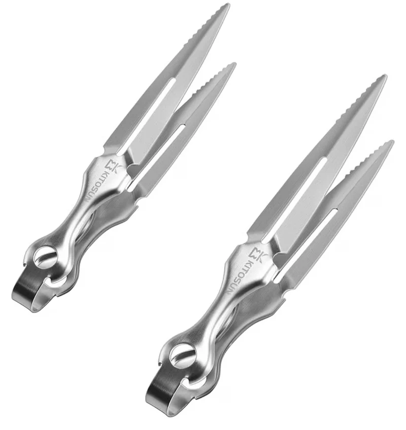 Tongs 8.8" Long Sturdy Accessories w/ Poker Heavy Duty Iron Shisha Charcoal Coals Clips - 2PK (Chromium )