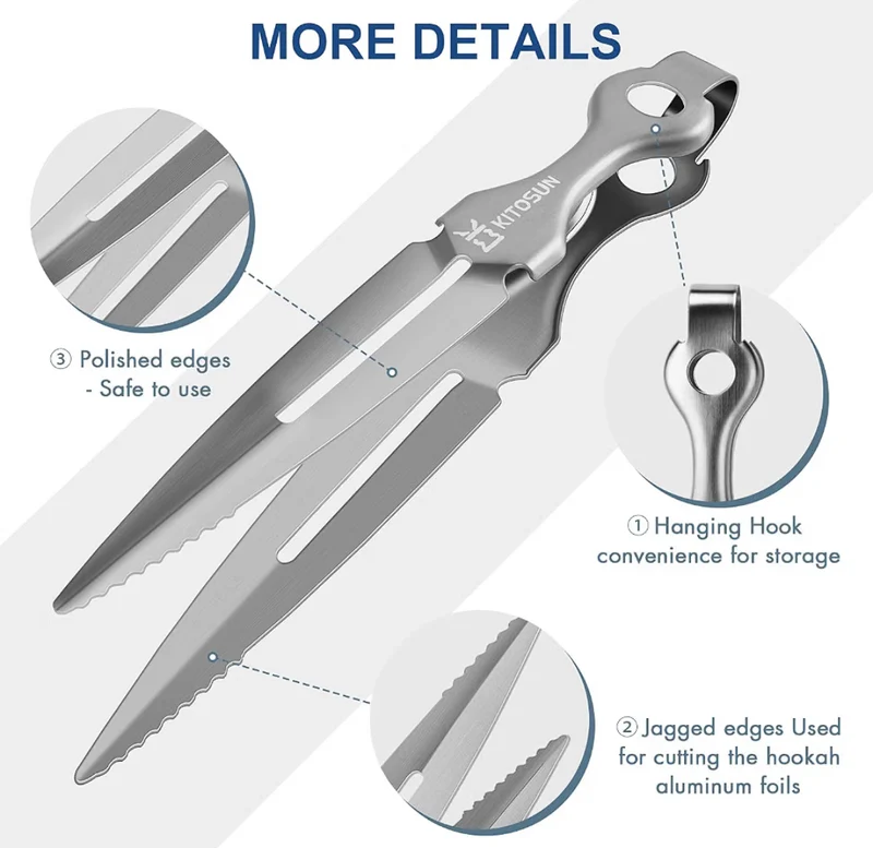 Charcoal Tongs - Thick Stainless Metal BBQ Kitchen Clips - 8.8" Long Superior Polished Narguile Shisha Coals Tongs - Durable Heavy Duty - (Chromium)