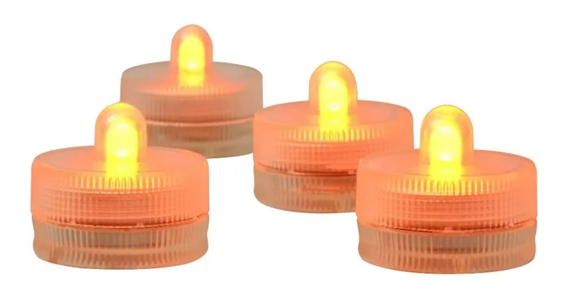 Submersible LED Lights Battery Powered Underwater Waterproof LED Tea Light Candles Home Decor Lighting - Orange
