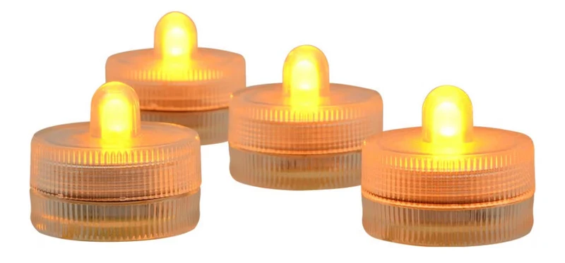 Submersible LED Lights Battery Powered Underwater Waterproof LED Tea Light Candles Home Decor Lighting - Yellow