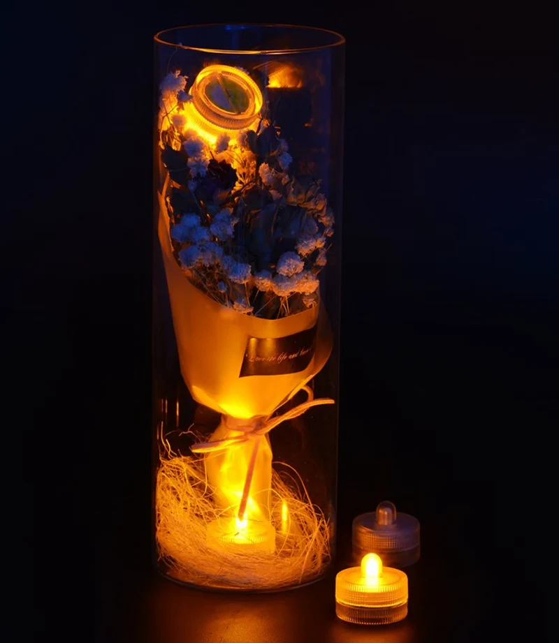 Submersible LED Lights Battery Powered Underwater Waterproof LED Tea Light Candles Home Decor Lighting - Yellow