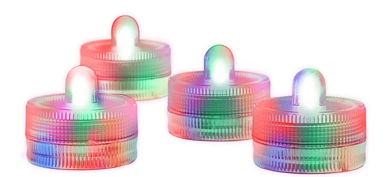 Submersible LED Lights Battery Powered Underwater Waterproof LED Tea Light Candles Home Decor Lighting - Multi-colored