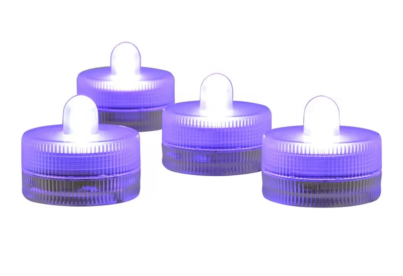 Submersible LED Lights Battery Powered Underwater Waterproof LED Tea Light Candles Home Decor Lighting - Purple
