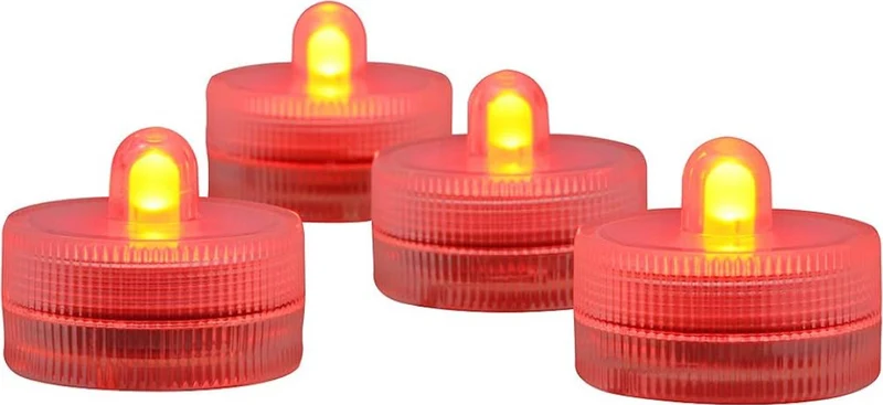 Submersible LED Lights Battery Powered Underwater Waterproof Tea Light Candles Home Decor Lighting - Red