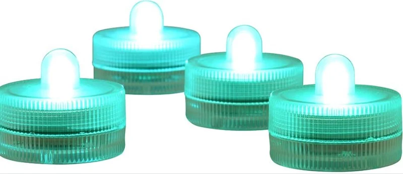 Halloween Lights Submersible LED Lights Battery Powered Underwater Waterproof Tea Light Decor Lighting - Teal