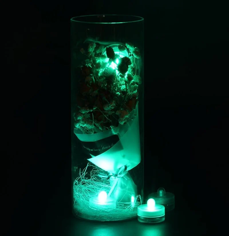 Halloween Lights Submersible LED Lights Battery Powered Underwater Waterproof Tea Light Decor Lighting - Teal