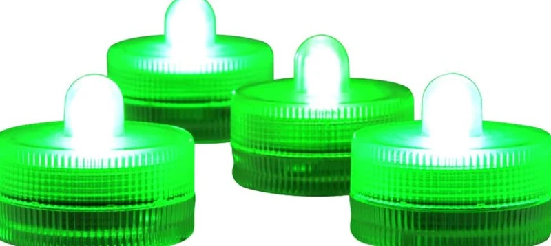 Submersible LED Lights Battery Powered Underwater Waterproof LED Tea Light Candles for Events Decor Lighting - (Green)