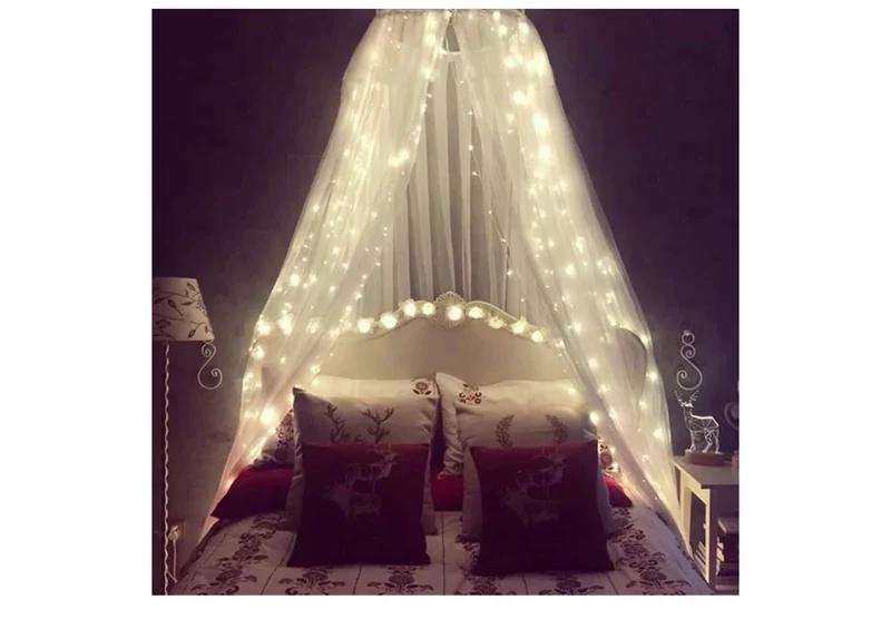Bed Canopy Mosquito Net,Bed Curtains Full Size from Ceiling Bed Decor w/ Fairy Lights