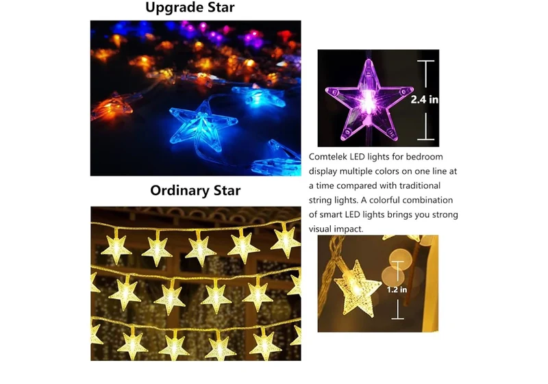 Bed Canopy Curtain with RGB Lights Music Sync Color Changing LED Star Lights with App Remote Mosquito Net Decor