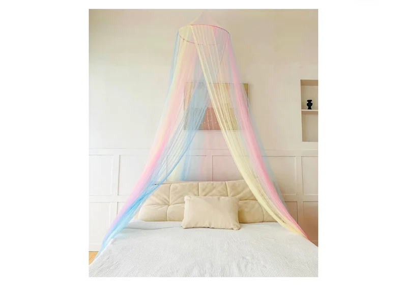 Bed Canopy Curtains Full Size from Ceiling Bed Decor - (Rainbow)