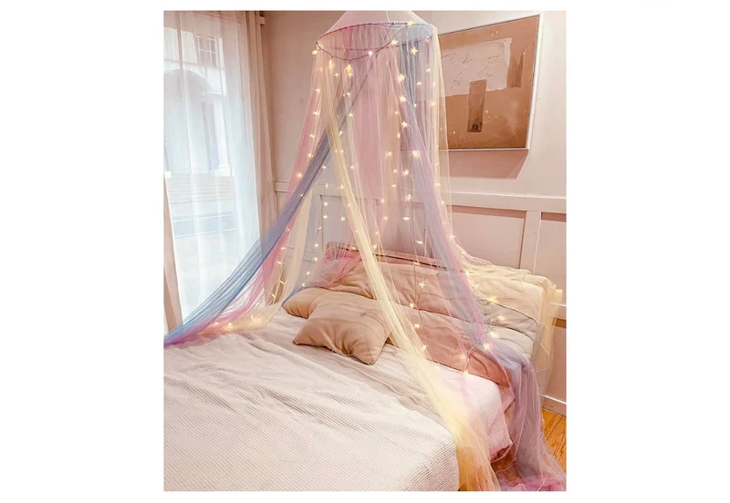 Bed Canopy Curtains Full Size from Ceiling Bed Decor - (Rainbow)
