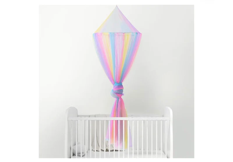 Bed Canopy Curtains Full Size from Ceiling Bed Decor - (Rainbow)