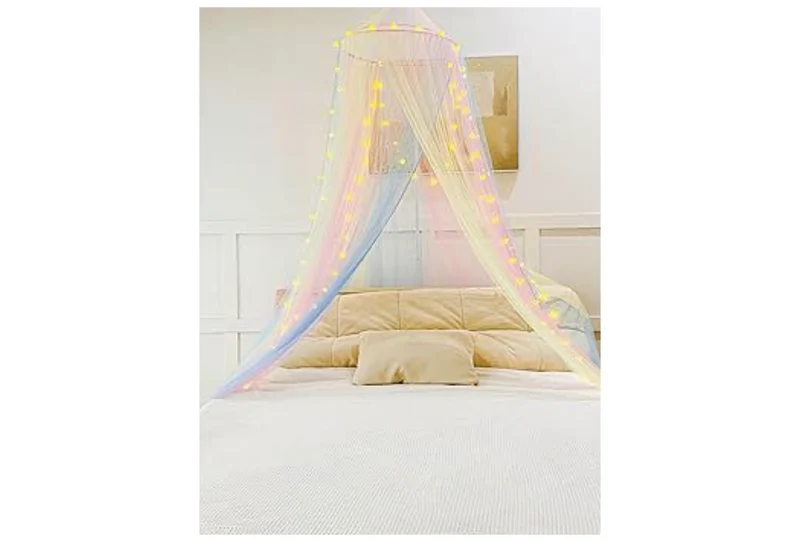 Bed Canopy Curtains Full Size from Ceiling Bed Decor - (Rainbow)